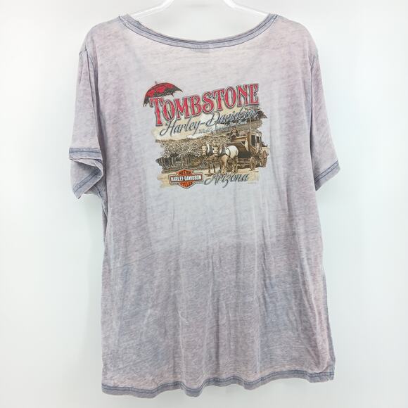 Harley Davidson Tombstone Arizona Burnout Graphic Top Womens Plus 2XL Bikercore - Picture 7 of 10